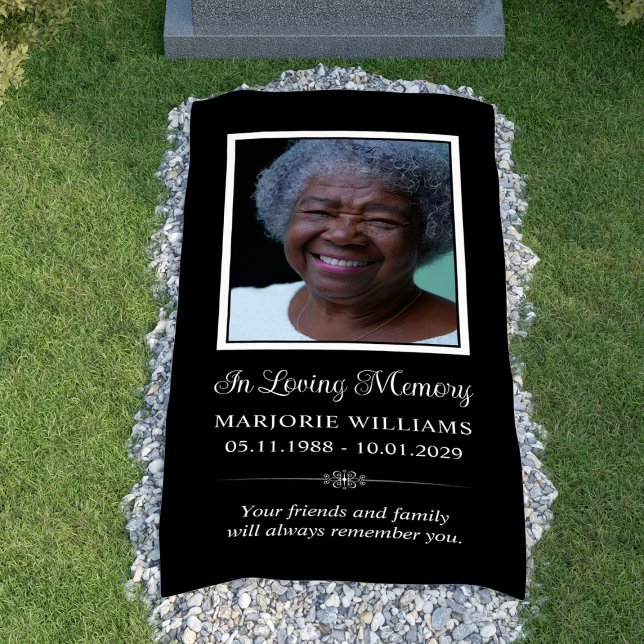 Banderoles En Mémoire Amoureuse Couverture photo noir et blan (In Loving Memory Black & White Photo Grave Cover Banner
)