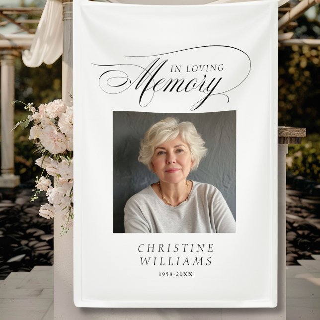 Banderoles "En mémoire d'amour !" Mémorial, nom, photo (Banner
"Forever in our Hearts" In loving, Memory Banner. Elegant, script font, with photo & name.)