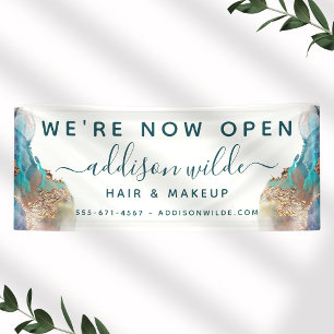 Banderoles Encre D'Aquarelle Liquide D'Art Moderne Bleu Et Or