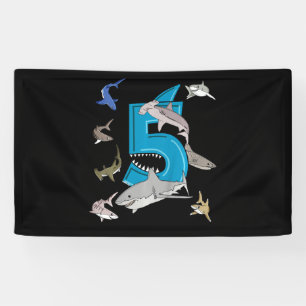 Banderoles Enfants 5e anniversaire garçons requin blanc requi