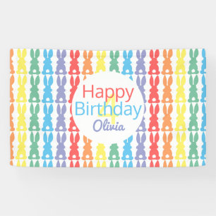 Banderoles Enfants heureux anniversaire Rainbow Bunny personn
