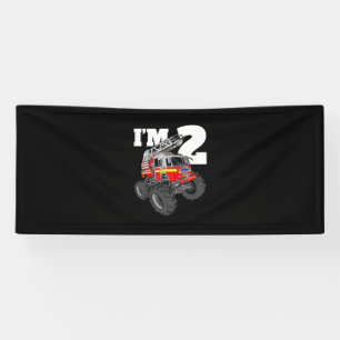 Banderoles Enfants Monster Fire Truck 2e anniversaire garçon 