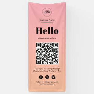 Banderoles Enregistrement de code QR Pink Ombre Business Covi