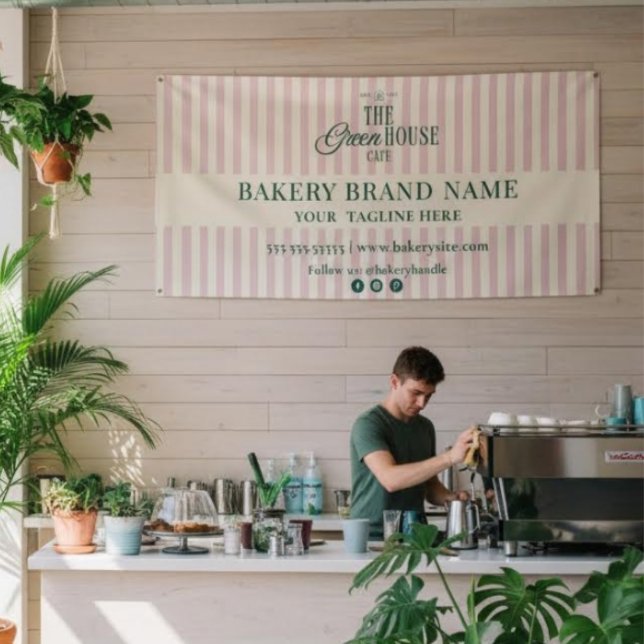 Banderoles Enseigne de pâtisserie à rayures rose prépa  (Créateur téléchargé)