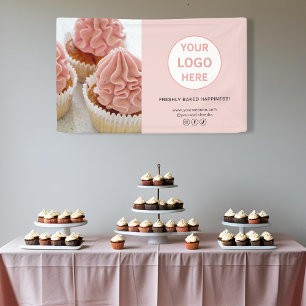 Banderoles Enseigne personnalisée avec logo et photo rose pou