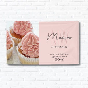 Banderoles Enseigne personnalisée de boulangerie rose avec lo