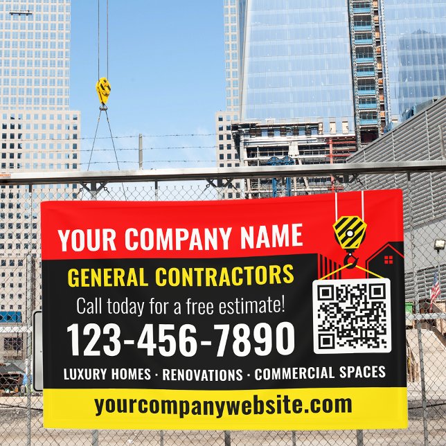 Banderoles Entreprise de construction QR Code Rouge Promotion (Créateur téléchargé)