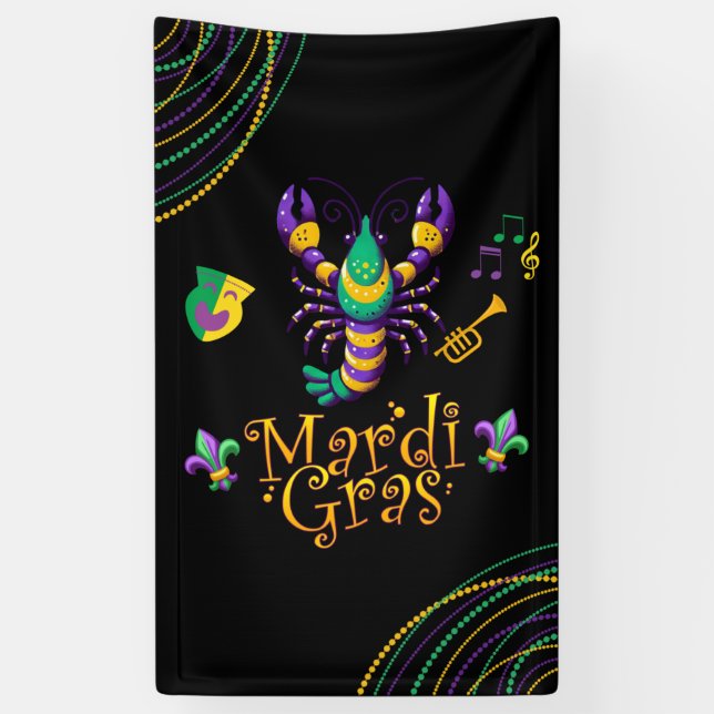 Banderoles Épis/trompette/masque/fleur de lis Mardi Gras (Vertical)