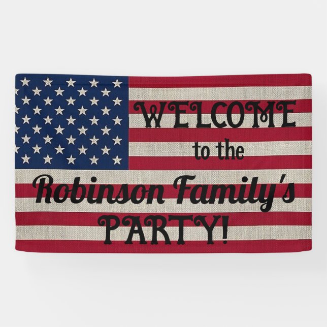 Banderoles États-Unis Patriotique américain Drapeau lin Calli (Horizontal)