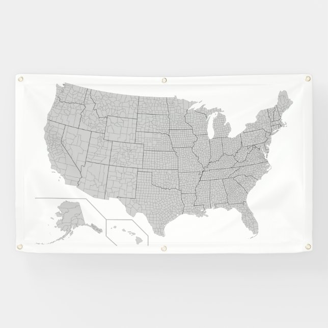 Banderoles États-Unis suivi carte du comté (Horizontal)