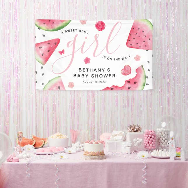 Banderoles Eté Watermelon 'Un Bébé Doux' Fille Baby shower (Fête)