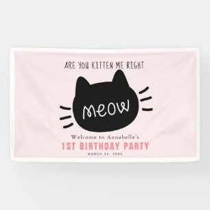 Banderoles Êtes-Vous Kitten Me Juste Meow Pink BIrthday
