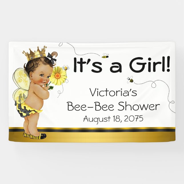 Banderoles Ethnic Girl Bee Baby shower (Horizontal)