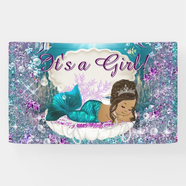 Banderoles Ethnic Mermaid Princess Baby shower (Horizontal)