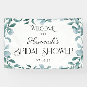 Banderoles Eucalyptus Cadre vert Douche verte Bienvenue