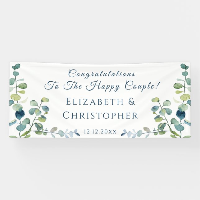 Banderoles Eucalyptus Congratulations Engagement Party (Horizontal)
