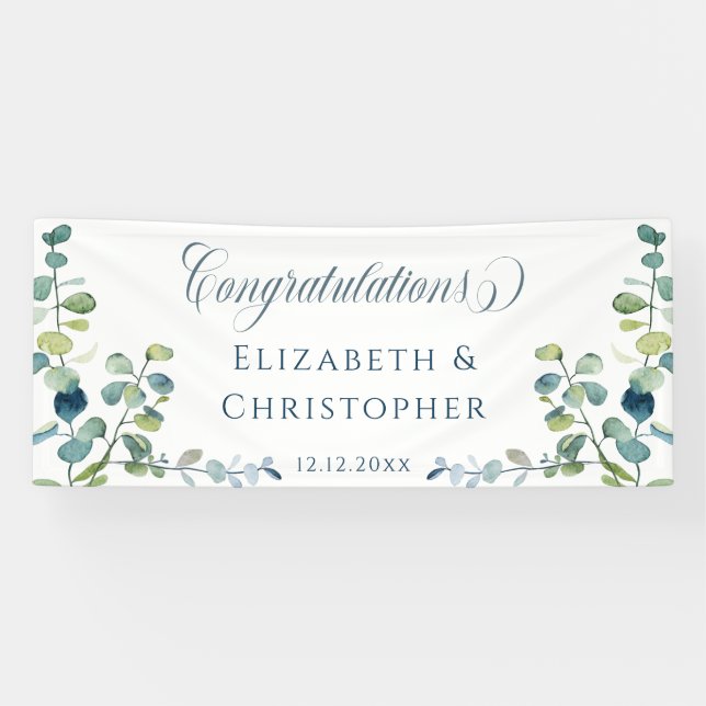 Banderoles Eucalyptus Félicitations Mariage de réception (Horizontal)