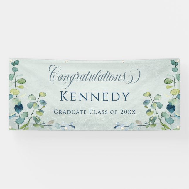 Banderoles Eucalyptus Green Félicitations Graduation (Horizontal)