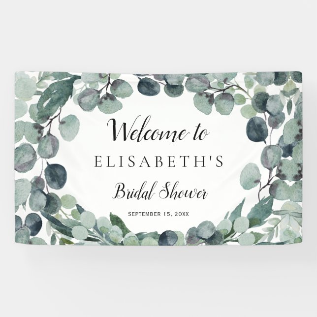 Banderoles Eucalyptus verdure couronne douche nuptiale (Horizontal)