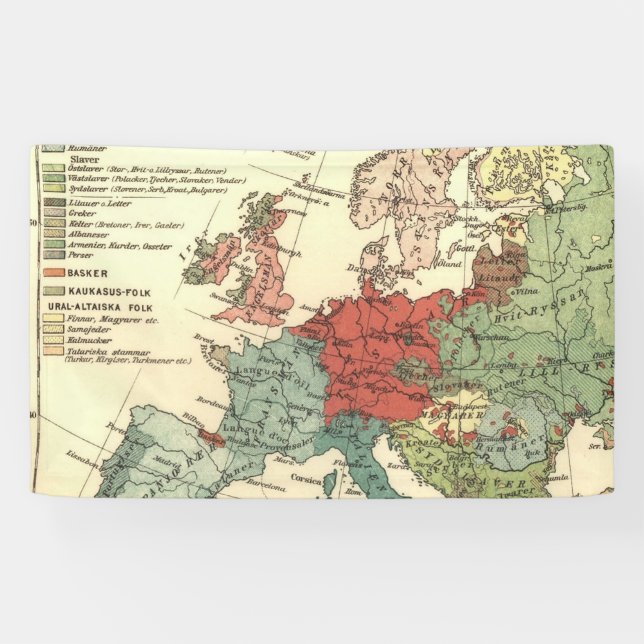 Banderoles Europe Carte Pays Antique Mondiale (Horizontal)