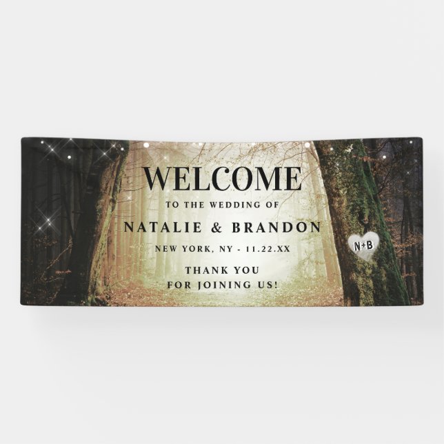 Banderoles Evermore | Accueil du Mariage en ambre de forêt en (Horizontal)