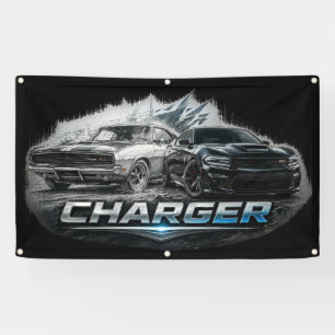 Banderoles Évolution de la muscle car Charger, du classique a