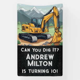 Banderoles Excavateur Construction Équipement Digger Annivers