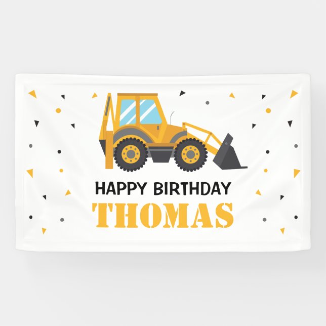 Banderoles Excavator Construction Birthday backdrop (Horizontal)