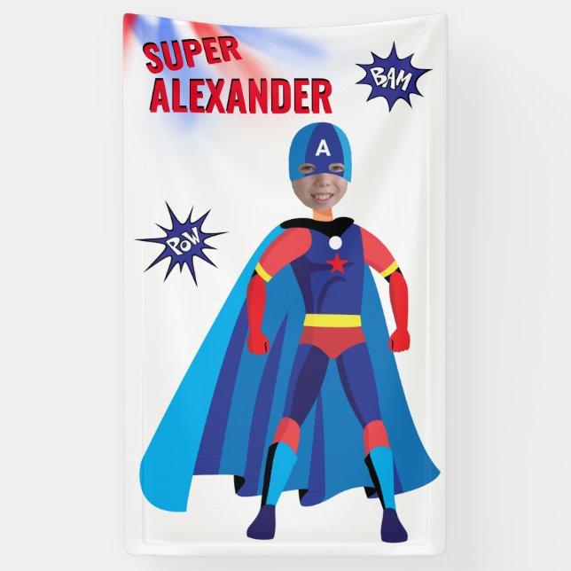 Banderoles Fab Birthday Superhero USA Stunning Boy Extraordin (Vertical)