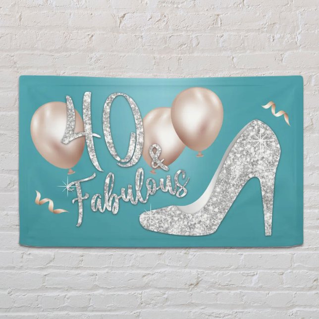 Banderoles Fabuleux 40 Turquoise moderne fille 40e anniversai (Créateur téléchargé)