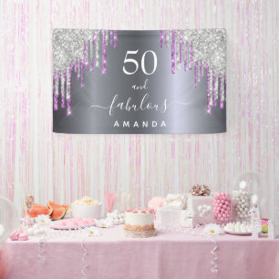 Banderoles Fabuleux anniversaire argent violet parties scinti