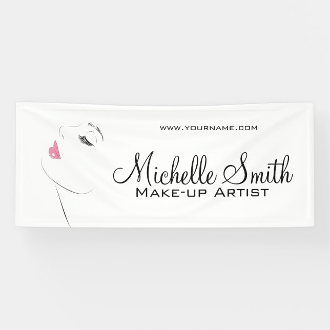 Banderoles Face Longues cils Lash Extensions Lèvres roses (Horizontal)
