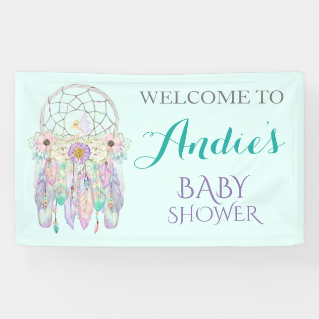 Banderoles Fairy Dream Catcher Boho Feathes Pastels (Horizontal)