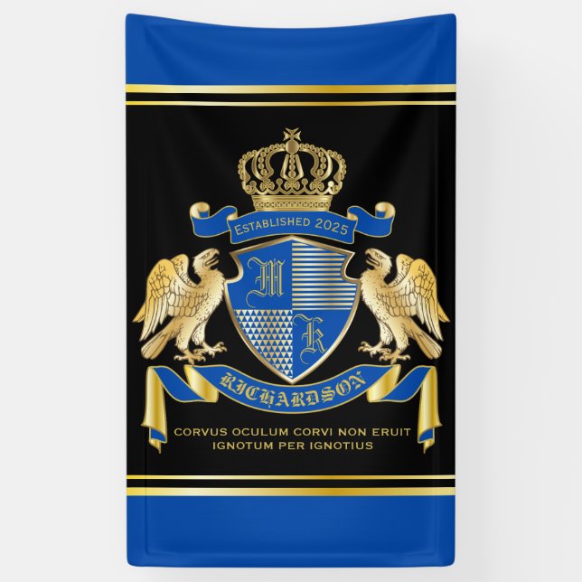 Banderoles Faites votre propre armoiries Emblème d'aigle bleu (Vertical)