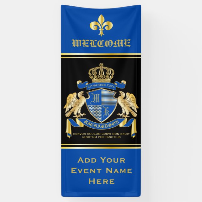Banderoles Faites votre propre armoiries Emblème d'aigle bleu (Vertical)