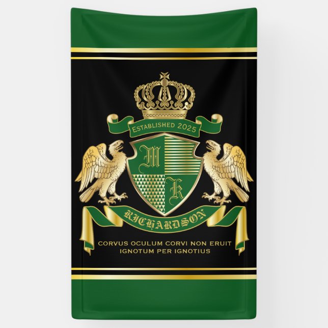 Banderoles Faites votre propre blason Green Gold Eagle Emblem (Vertical)