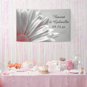 Banderoles Faits saillants floraux rouges et gris Mariage