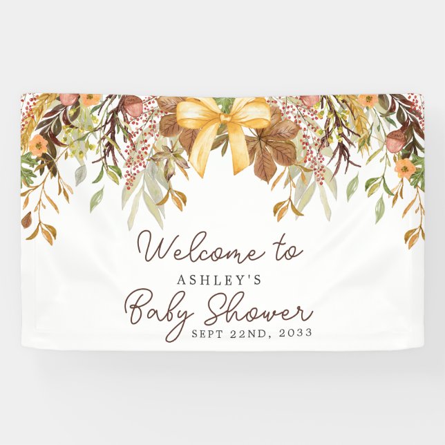 Banderoles Fall Foliage Floral Baby Shower Welcome (Horizontal)