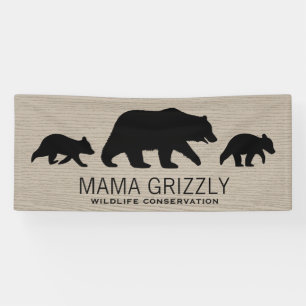 Banderoles Famille d'ours grizzly personnalisée