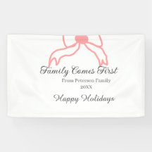 Family comes first red bow family name holidays