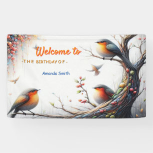 Banderoles Fantaisie artistique, dessins d'oiseaux en couleur