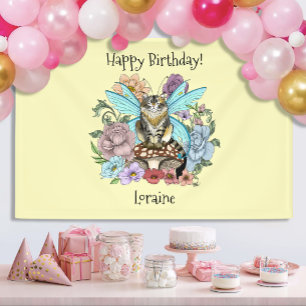 Banderoles Fantaisie Pastel Chat Tacheté Fée Florale