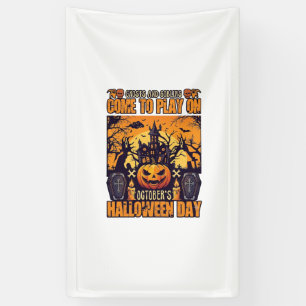 Banderoles Fantômes Lutins Halloween Venez Jouer Octobre Hant