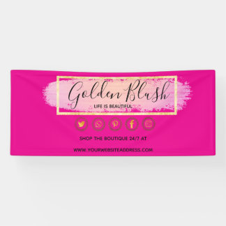 Banderoles Fard Rose Aquarelle & Géométrique Moderne Or Chic