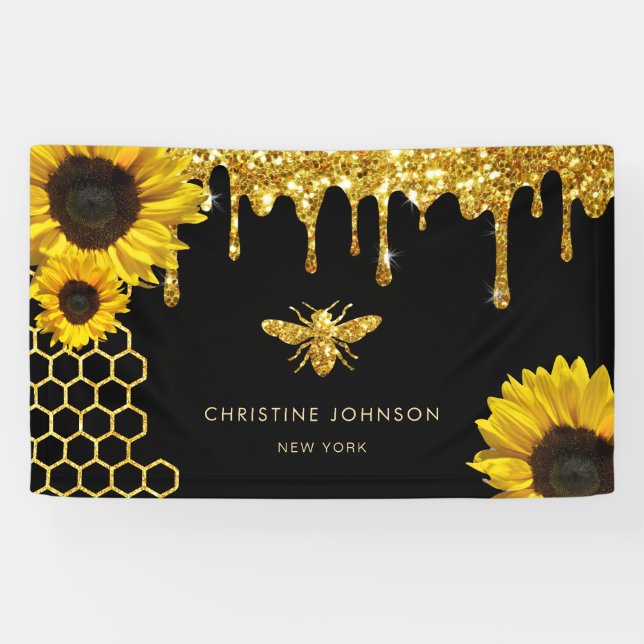 Banderoles fausse parties scintillant abeille et tournesol (Horizontal)