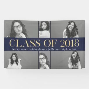 Banderoles Faux Gold Class of 2018 Graduation Photo Collage