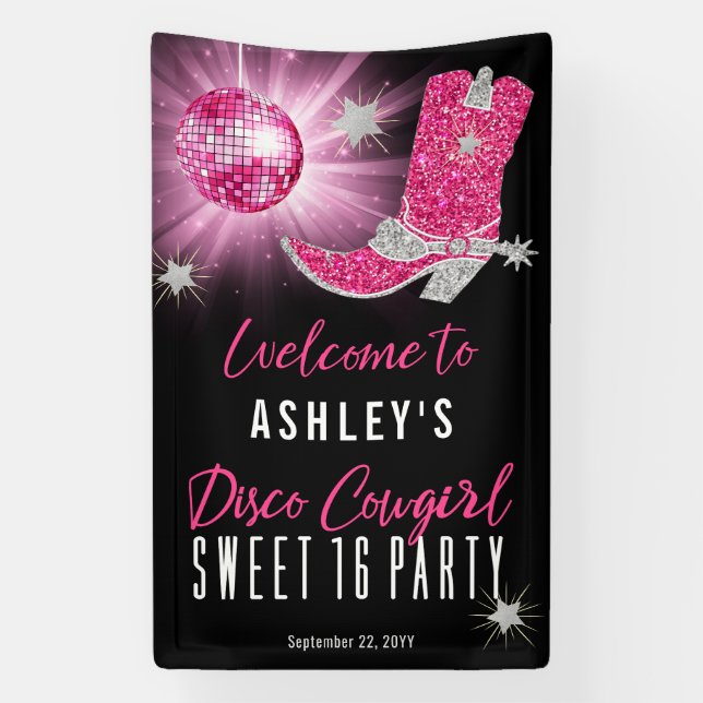 Banderoles Faux Parties scintillant Disco Rose Cowgirl Sweet  (Verticale)