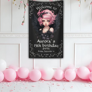Banderoles Fée Goth Pastel Noir Et Rose 13e Anniversaire
