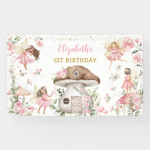 Banderoles Fée magique Princesse Fleur rose Anniversaire