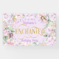 Fée thème rose violet fleurs d'anniversaire fond